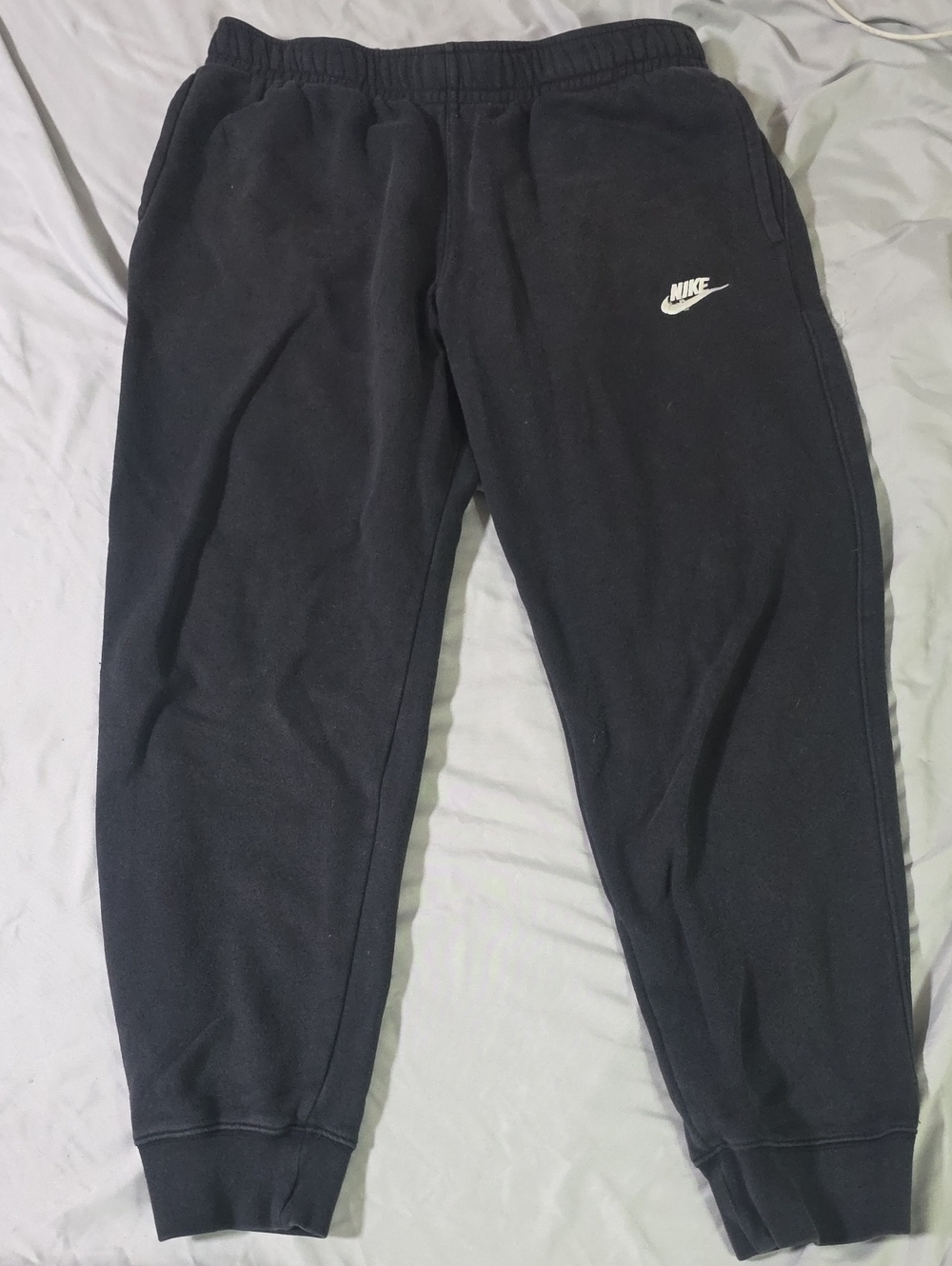 Nike Mens Black Jogger Sweatpants with White Swoosh